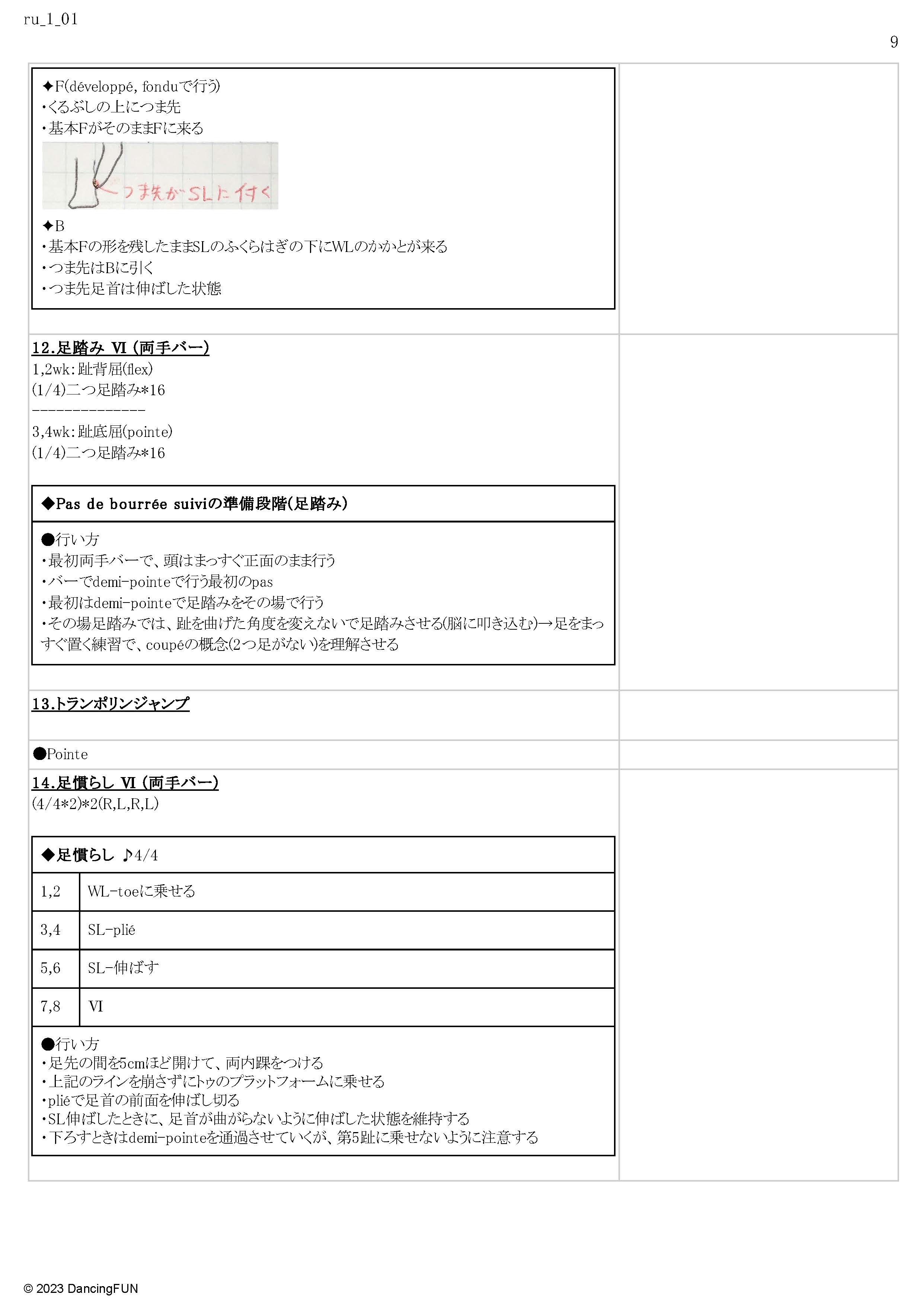 足踏みと足慣らしの準備段階